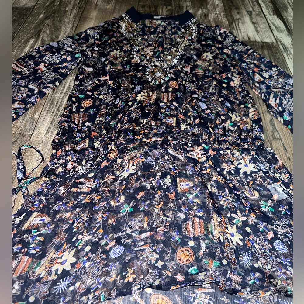 Miss Kelly 1999 sheer blouse beaded and rhinestone detail